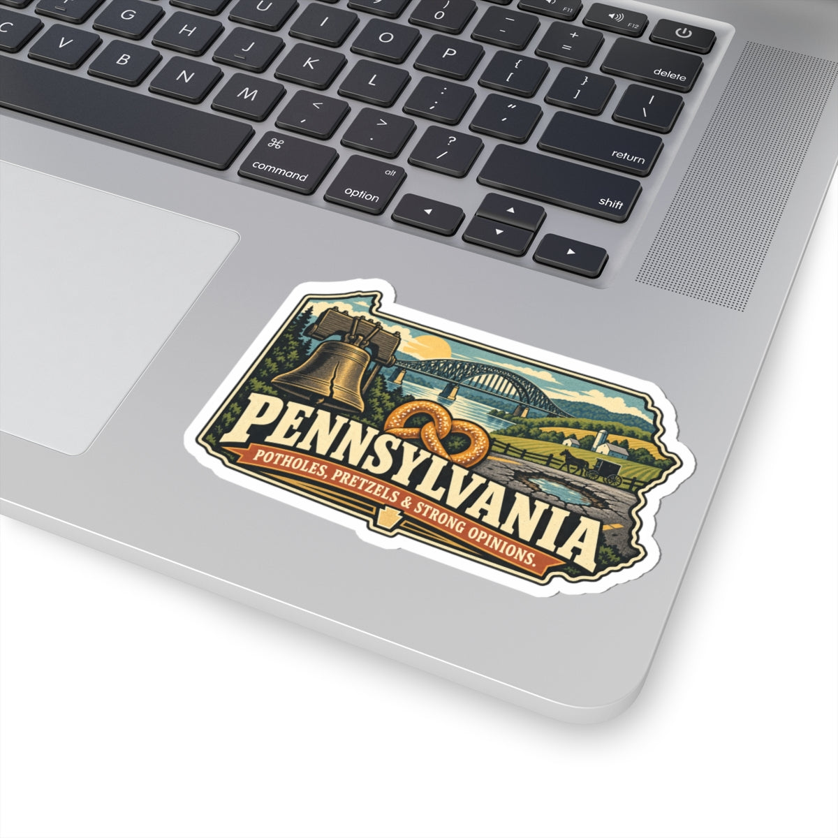 Pennsylvania State Map Kiss-Cut Sticker — Vintage Scenic Landmark