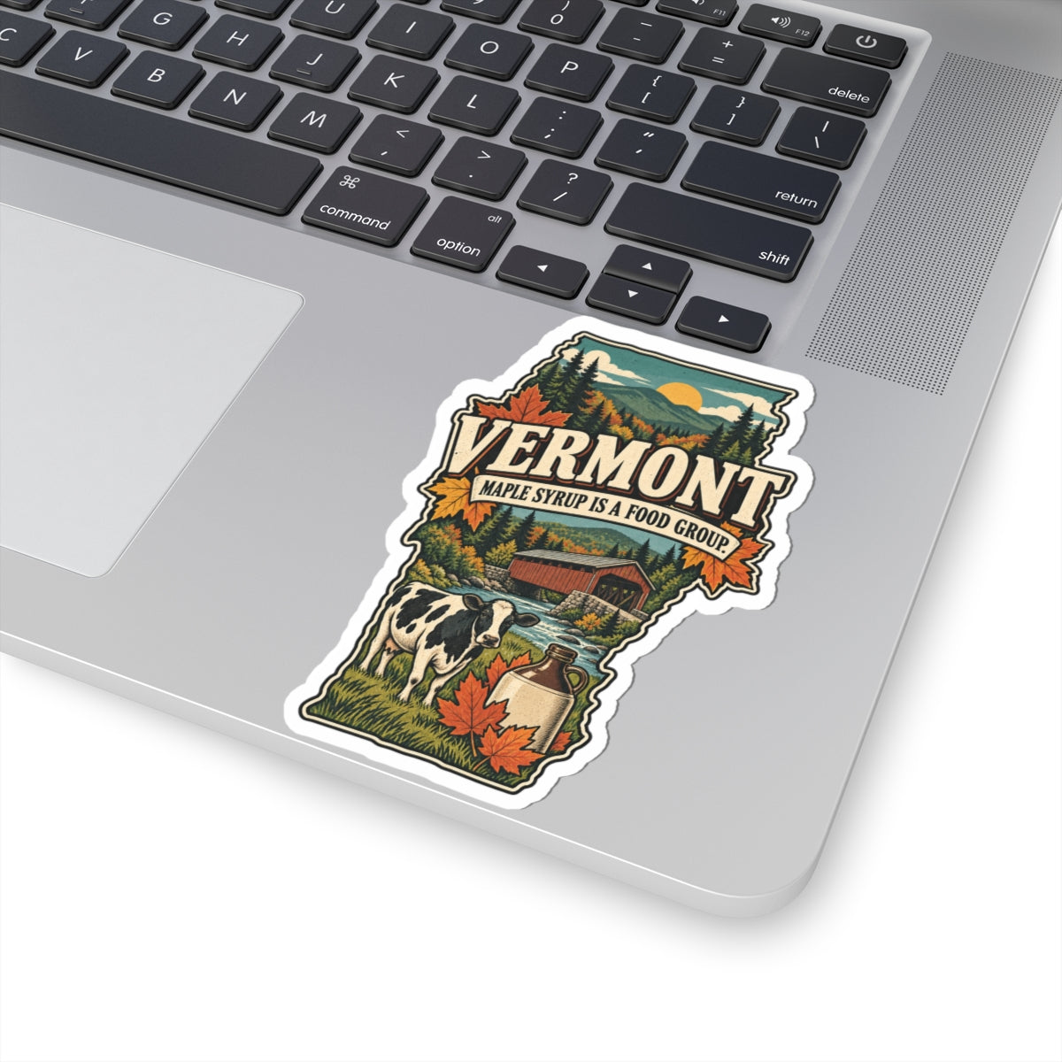 Vermont State Map Kiss-Cut Sticker — Vintage Scenic Landmark
