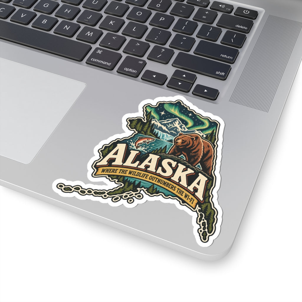 Alaska State Map Kiss-Cut Sticker — Vintage Scenic Landmark
