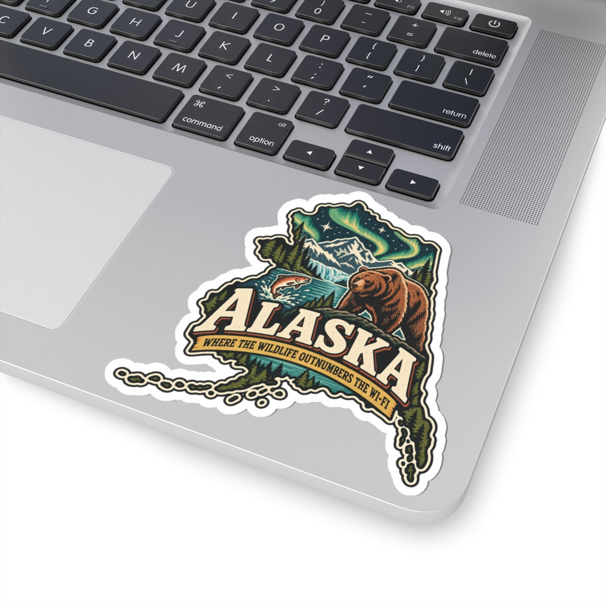 Alaska State Map Kiss-Cut Sticker — Vintage Scenic Landmark