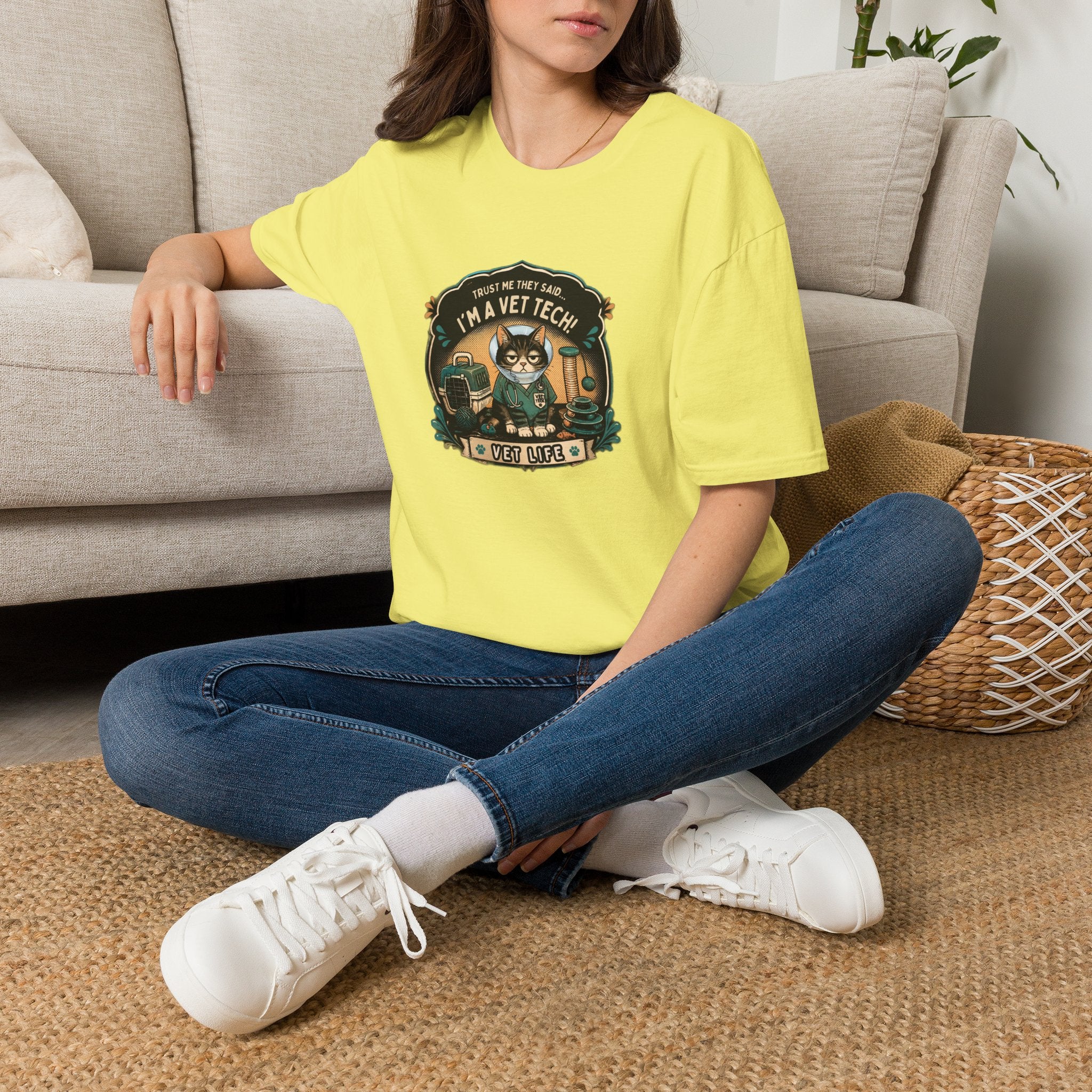 Funny Vet Tech Cat Tee: “Trust Me...I'm a Vet Tech They Said”