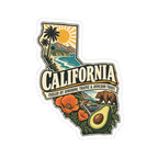 California State Map Kiss-Cut Sticker — Vintage Scenic Landmark