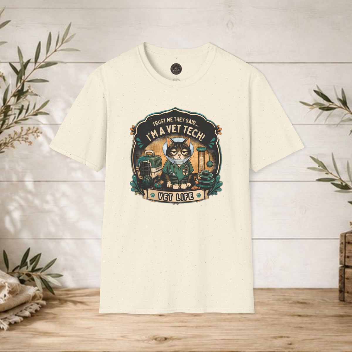 Funny Vet Tech Cat Tee: “Trust Me...I'm a Vet Tech They Said”
