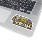 Nebraska State Map Kiss-Cut Sticker — Vintage Scenic Landmark