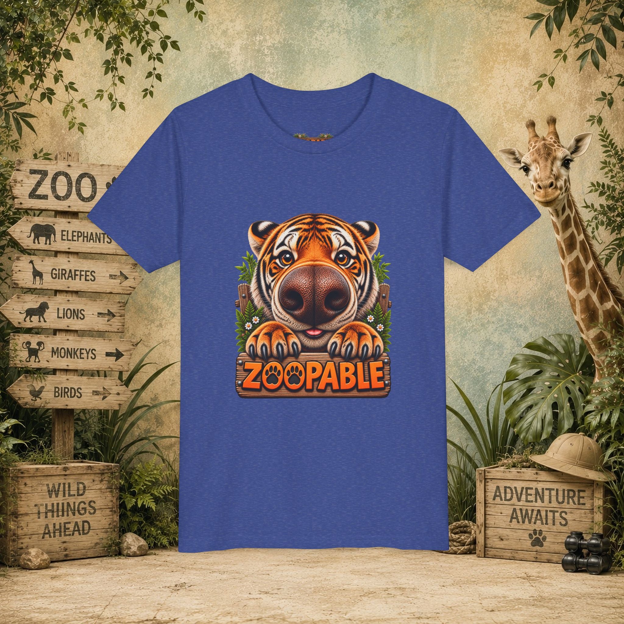 Youth Tiger Tee — "Zoopable" Cute Cartoon Wildlife Kids Shirt