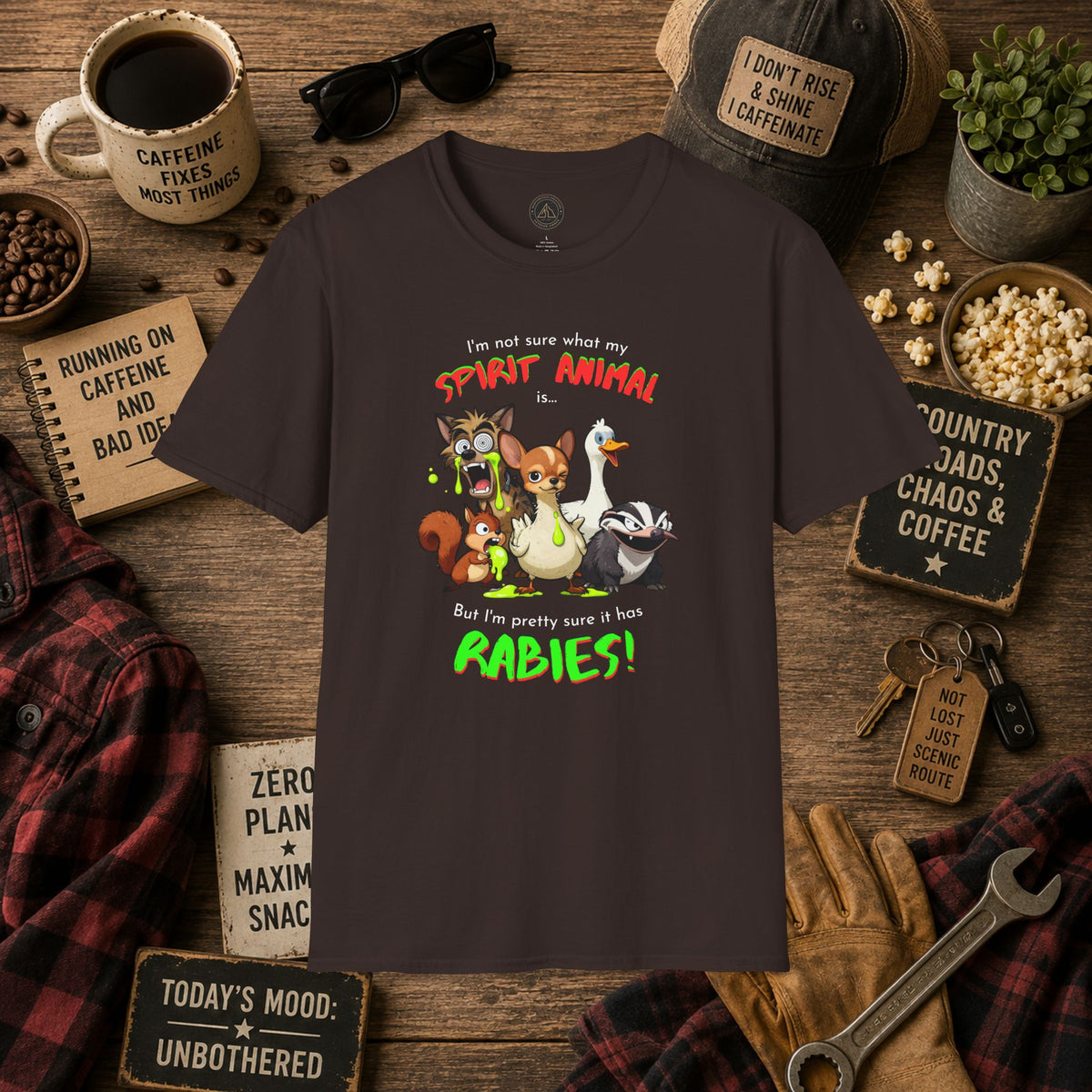 Spirit Animal - Rabies T-Shirt - Mixed Up Cartoon Wildlife Graphic Tee