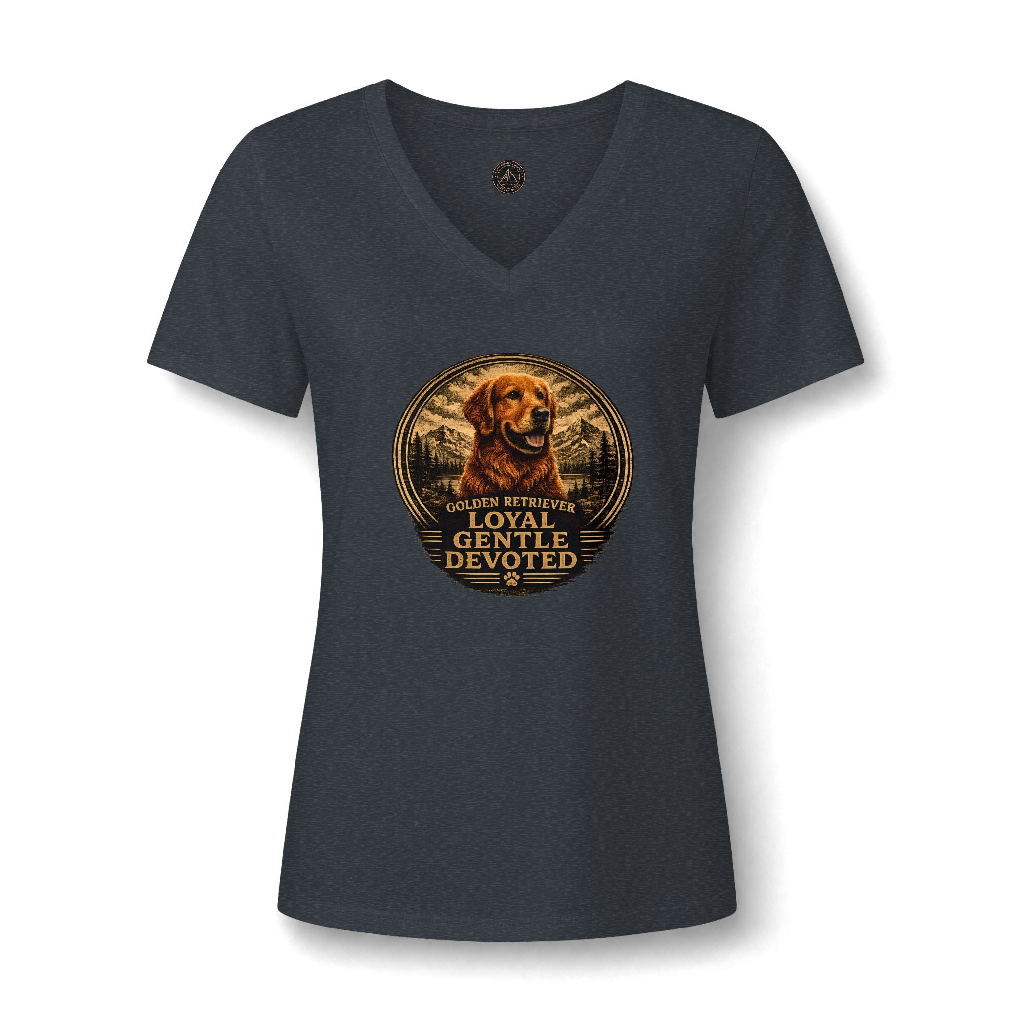 Golden Retriever V-Neck Tee — "Loyal Gentle Devoted" Dog Lover Shirt