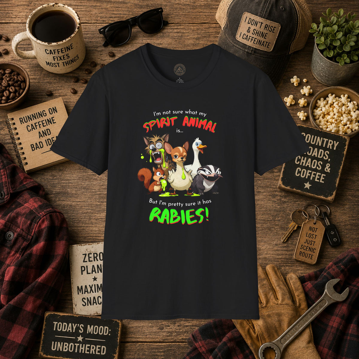 Spirit Animal - Rabies T-Shirt - Mixed Up Cartoon Wildlife Graphic Tee