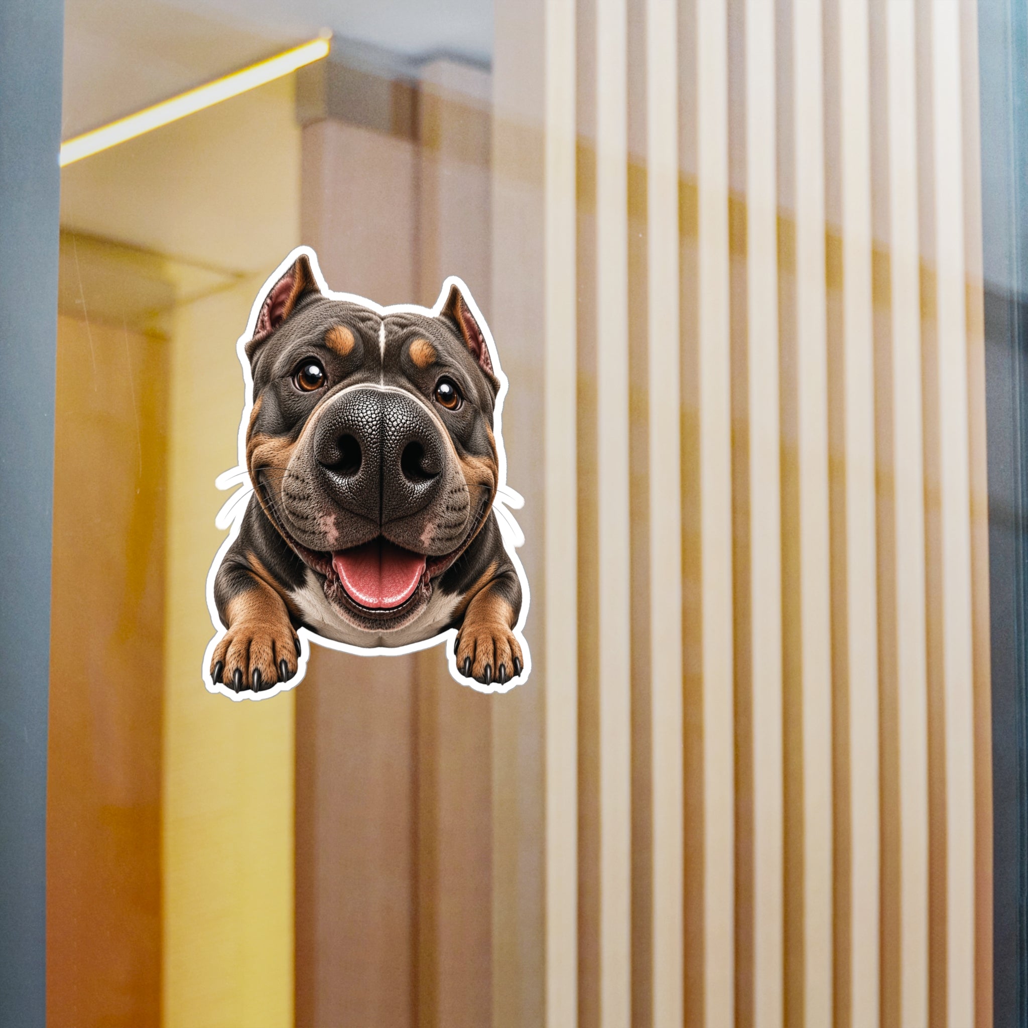 Smiling Pitbull Kiss-Cut Vinyl Sticker — Cute Dog Decal for Laptops, Water Bottles & Car Windows