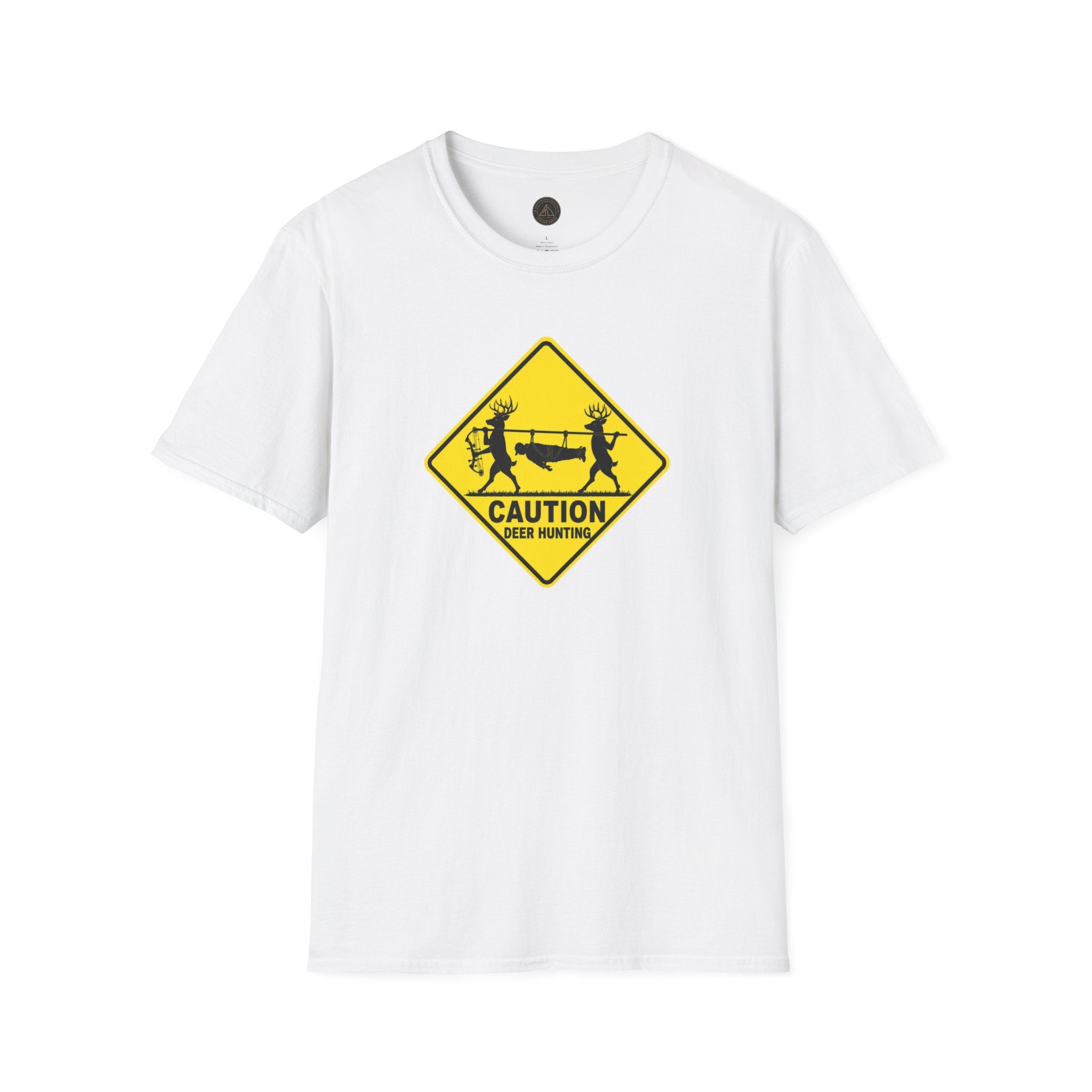 Caution 2 Deer Hunting - Hunter Road Sign Tee