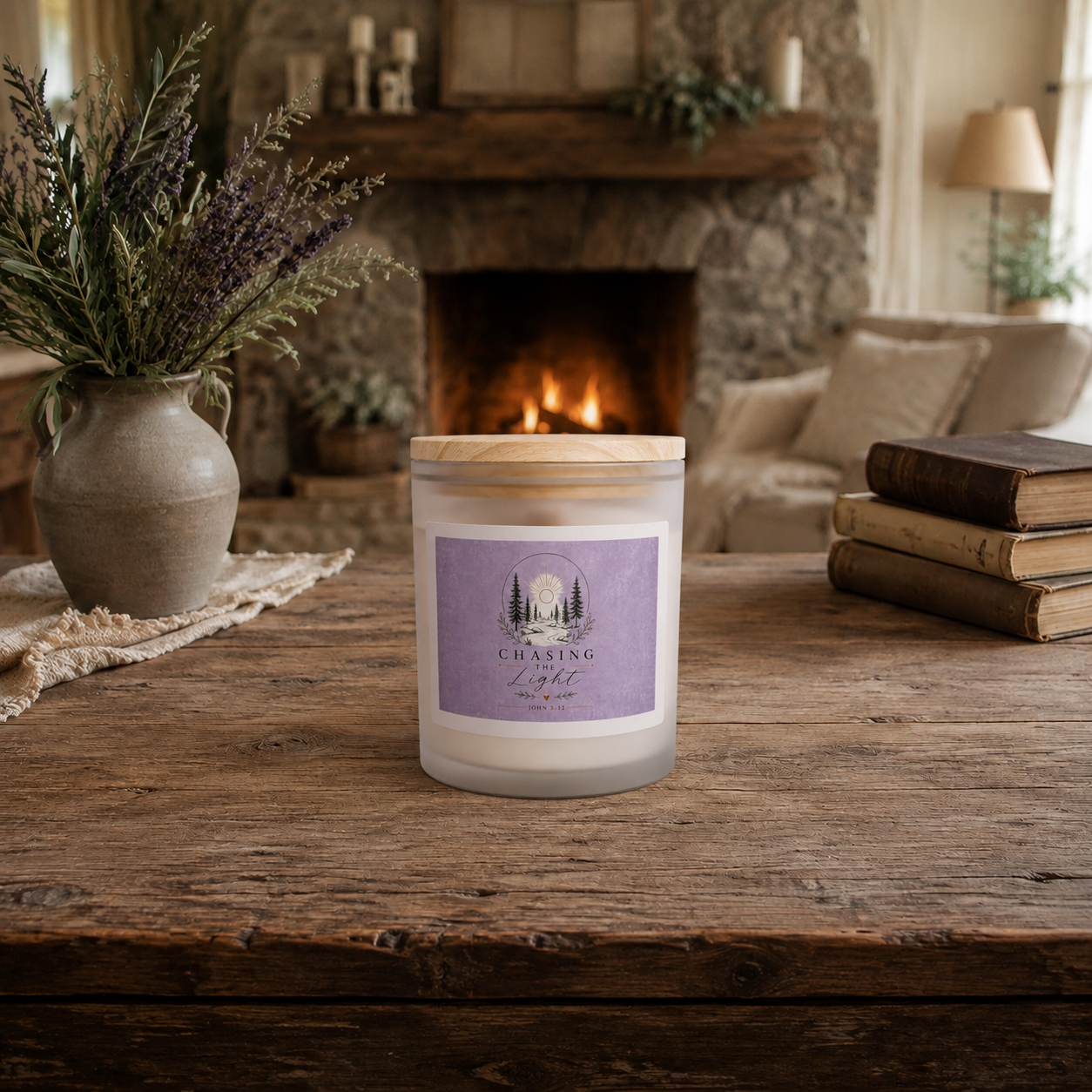 "Chasing the Light" Frosted Glass Soy Candle, 11oz