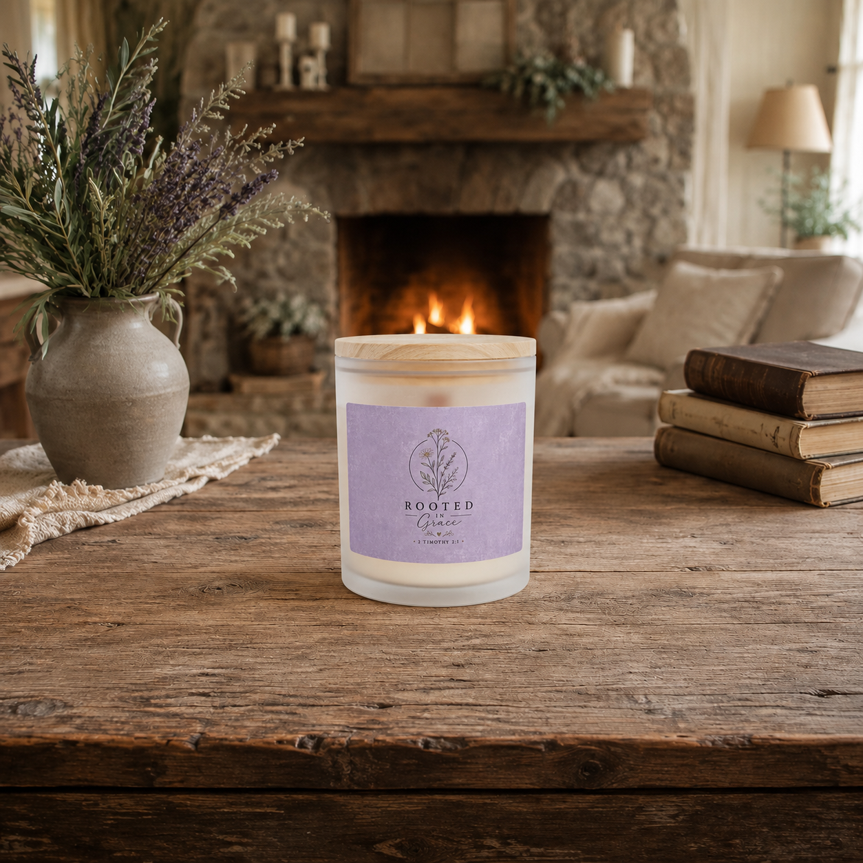Rooted in Grace, Frosted Glass Candle, 11oz