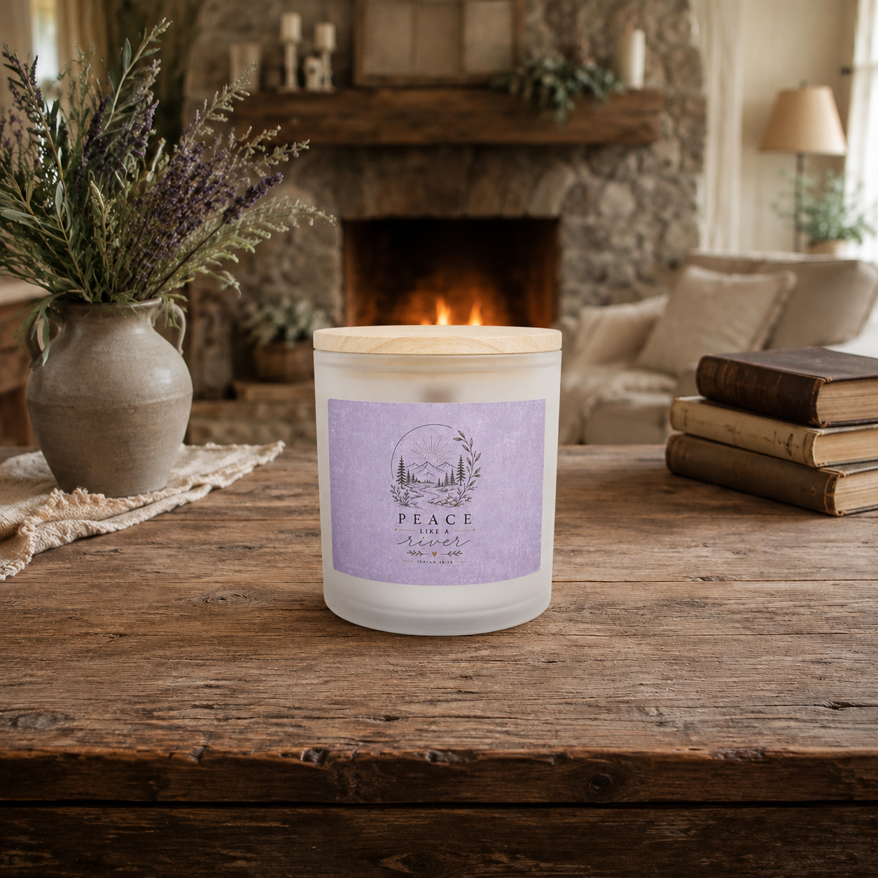 Peace Like A River Frosted Glass Soy Candle — 11oz