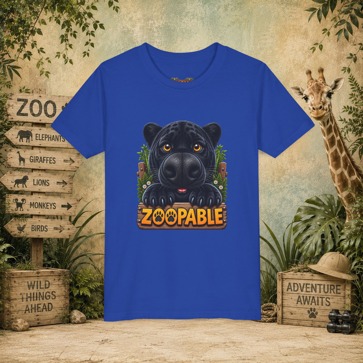 Youth Tee — Cute Black Panther "Zoopable" Kids Graphic T-Shirt