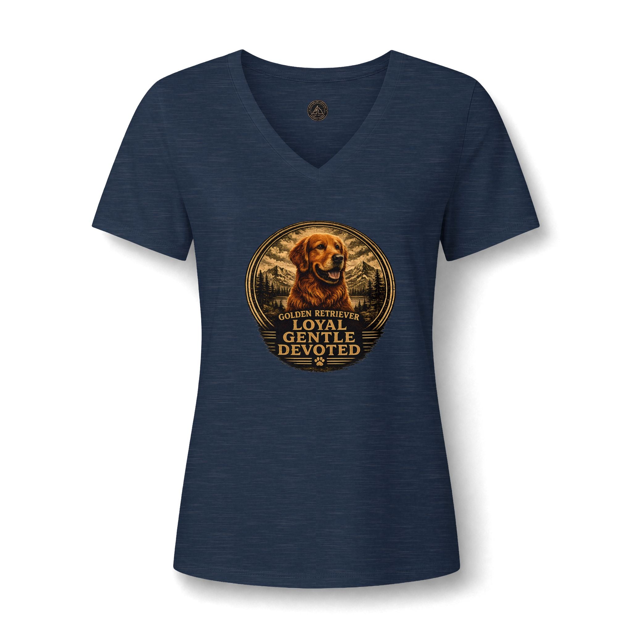 Golden Retriever V-Neck Tee — "Loyal Gentle Devoted" Dog Lover Shirt
