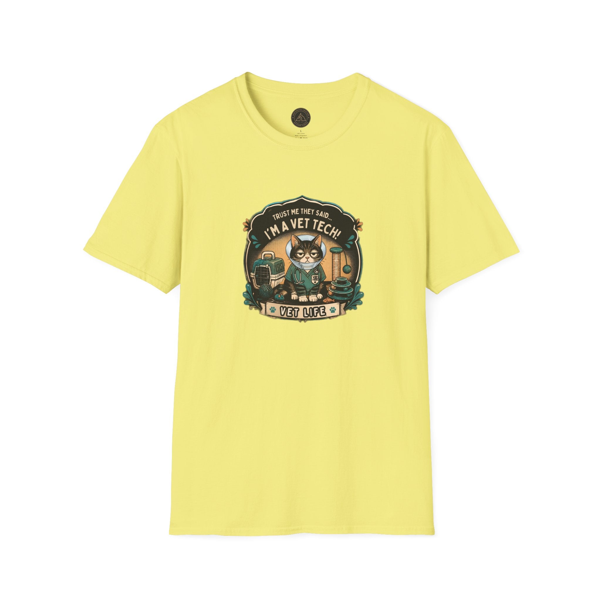 Funny Vet Tech Cat Tee: “Trust Me...I'm a Vet Tech They Said”