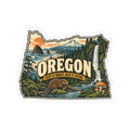 Oregon State Map Kiss-Cut Sticker — Vintage Scenic Landmark