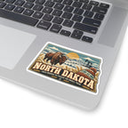 North Dakota State Map Kiss-Cut Sticker — Vintage Scenic Landmark
