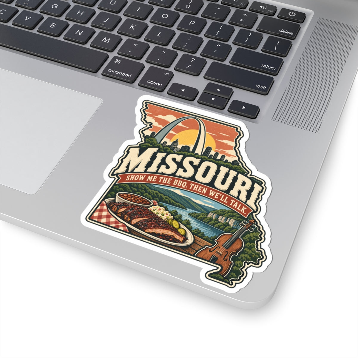 Missouri State Map Kiss-Cut Sticker — Vintage Scenic Landmark