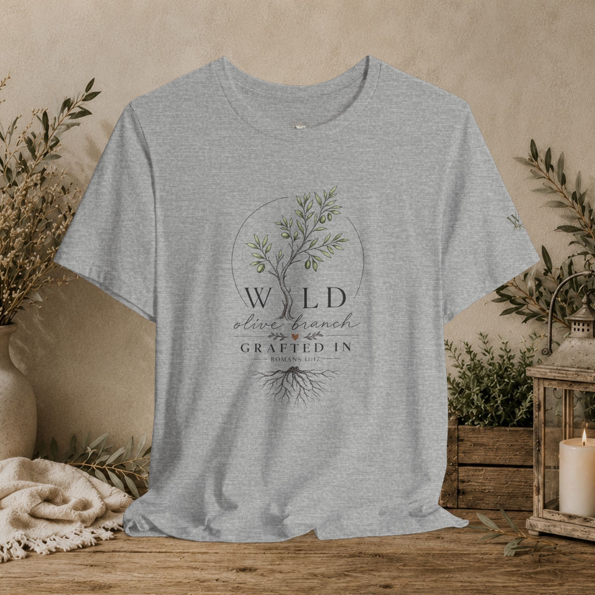 Wild Olive Branch T-Shirt — "Wild olive branch grafted in" Botanical Tee