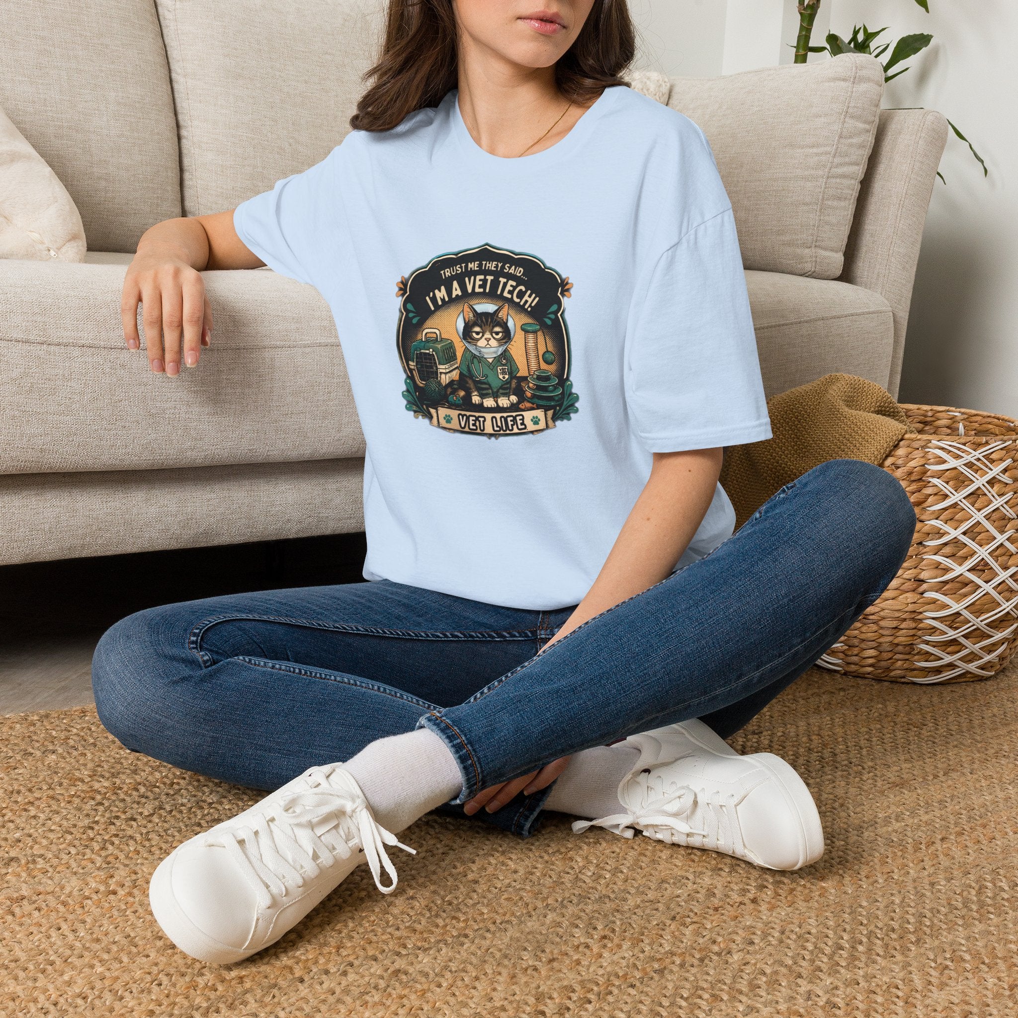 Funny Vet Tech Cat Tee: “Trust Me...I'm a Vet Tech They Said”
