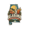 Alabama State Map Kiss-Cut Sticker — Vintage Scenic Landmark