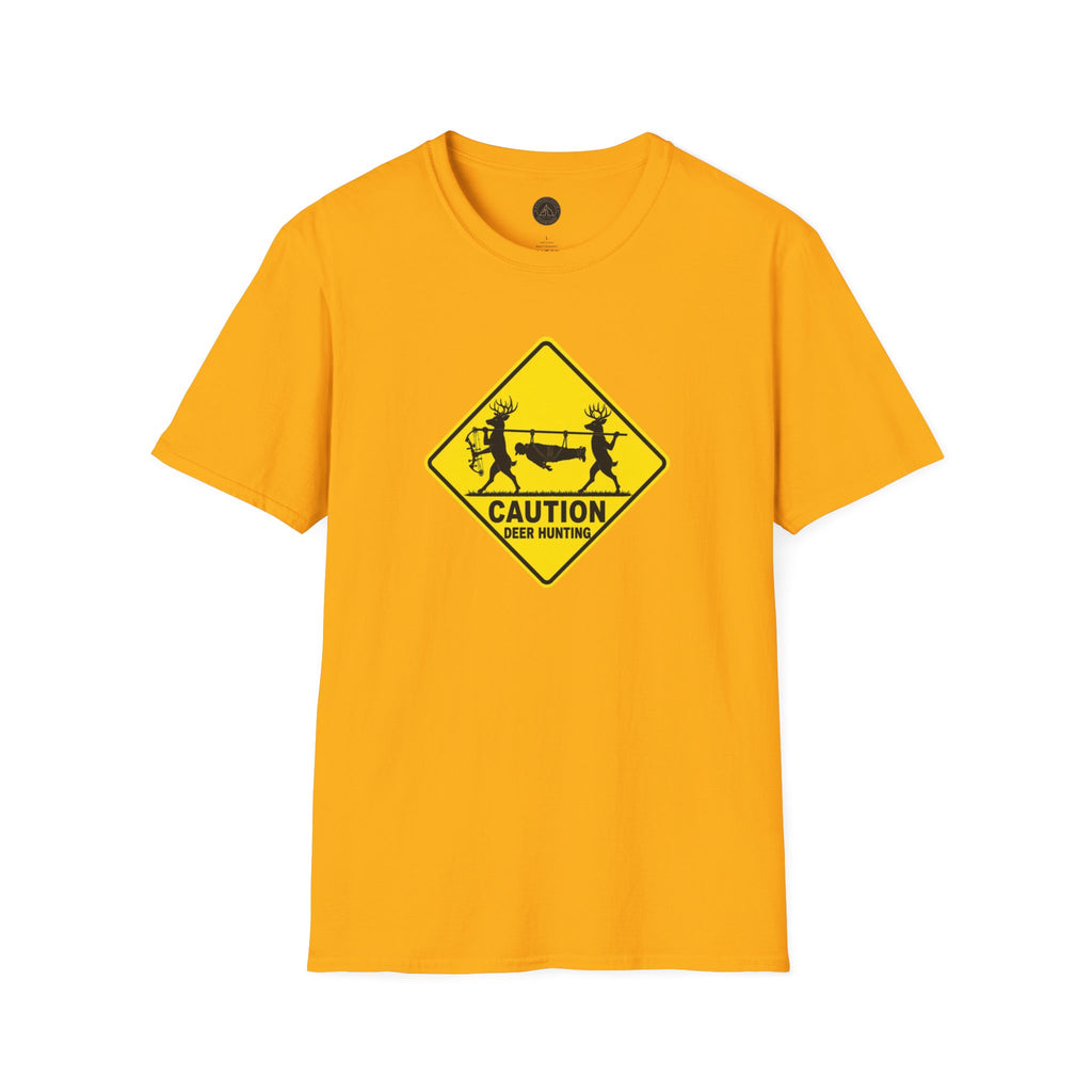 Caution 2 Deer Hunting - Hunter Road Sign Tee