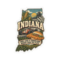 Indiana State Map Kiss-Cut Sticker — Vintage Scenic Landmark