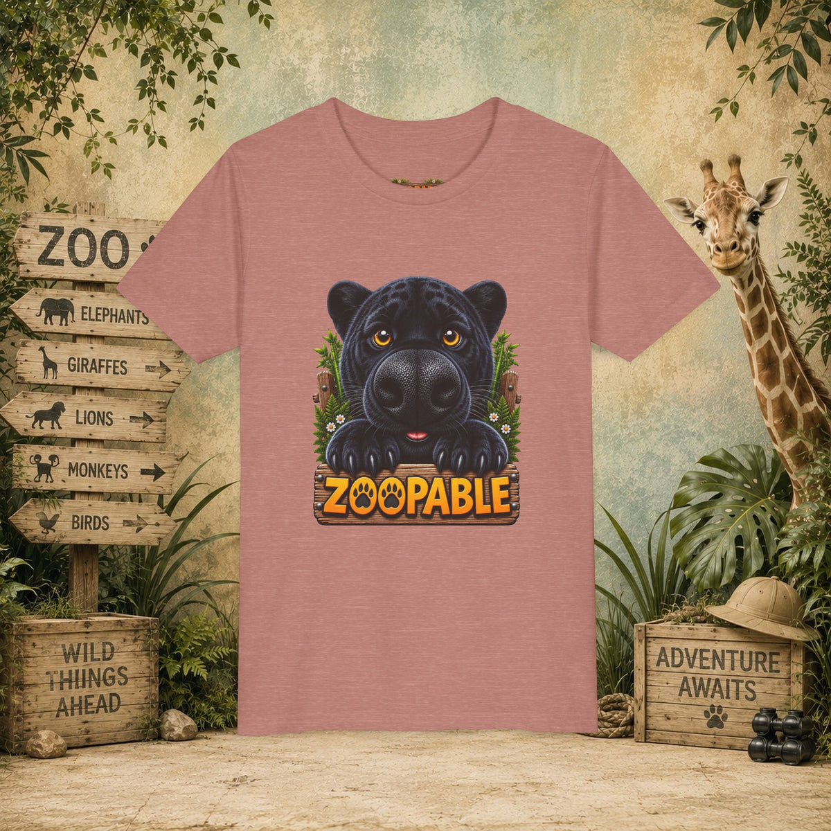 Youth Tee — Cute Black Panther "Zoopable" Kids Graphic T-Shirt