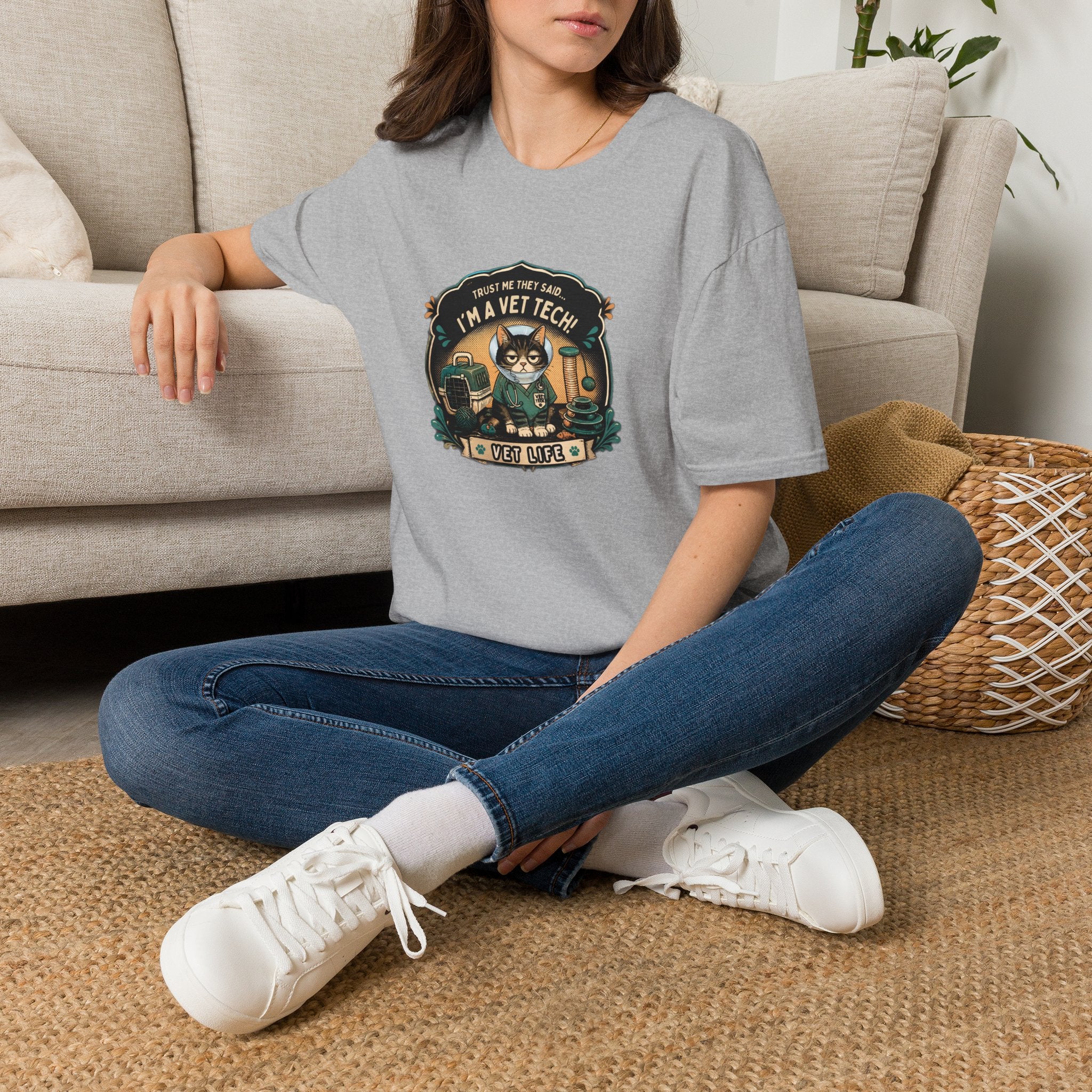 Funny Vet Tech Cat Tee: “Trust Me...I'm a Vet Tech They Said”