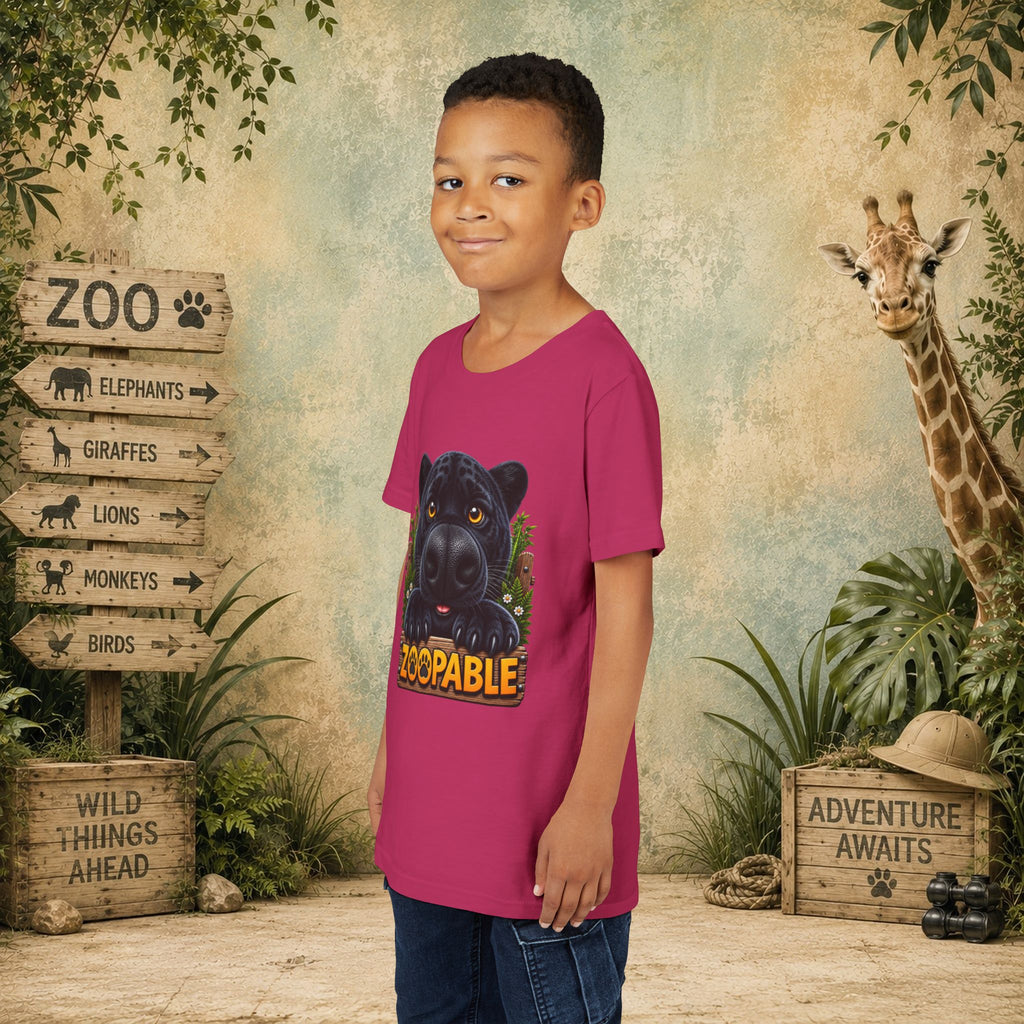 Youth Tee — Cute Black Panther "Zoopable" Kids Graphic T-Shirt