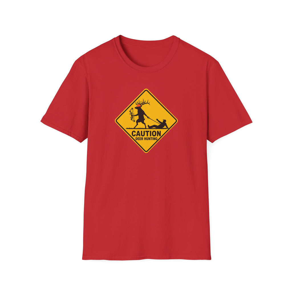 Caution Deer Hunting T-Shirt — Funny Hunter Road Sign Tee