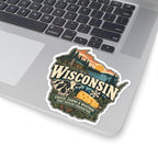 Wisconsin State Map Kiss-Cut Sticker — Vintage Scenic Landmark