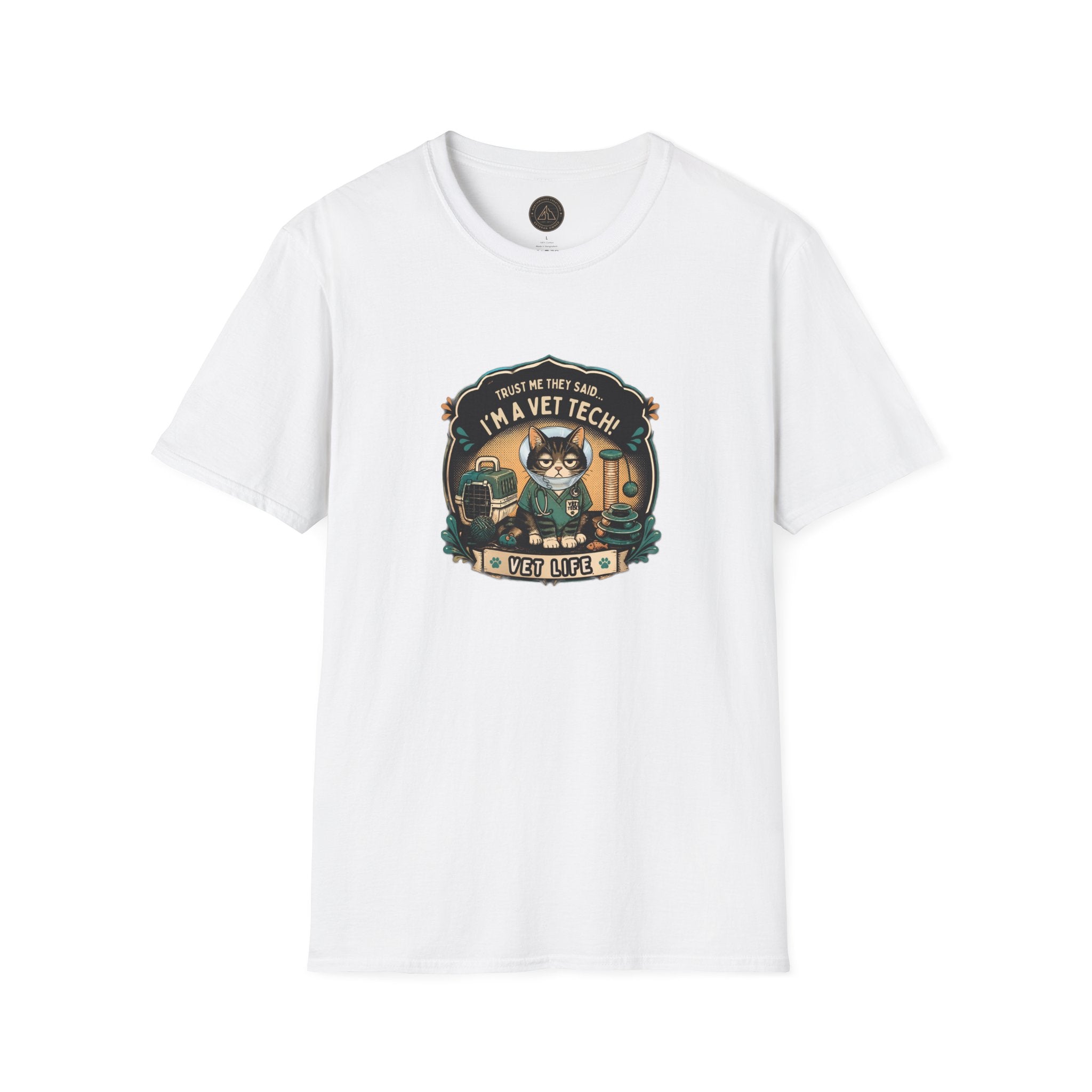 Funny Vet Tech Cat Tee: “Trust Me...I'm a Vet Tech They Said”