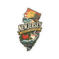 New Jersey State Map Kiss-Cut Sticker — Vintage Scenic Landmark