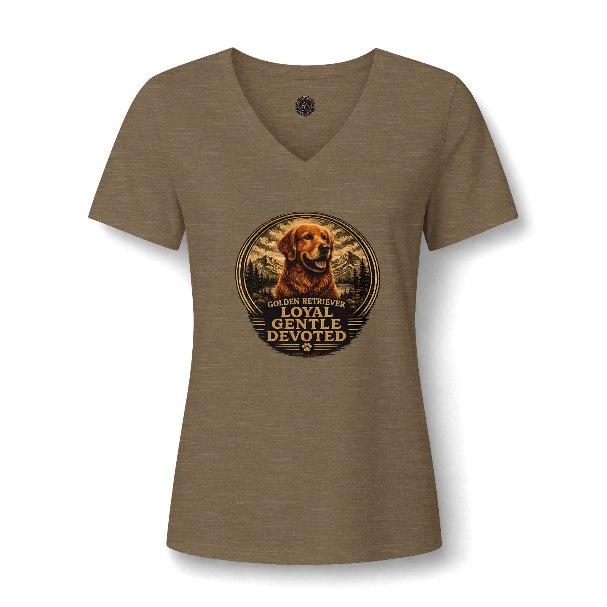Golden Retriever V-Neck Tee — "Loyal Gentle Devoted" Dog Lover Shirt
