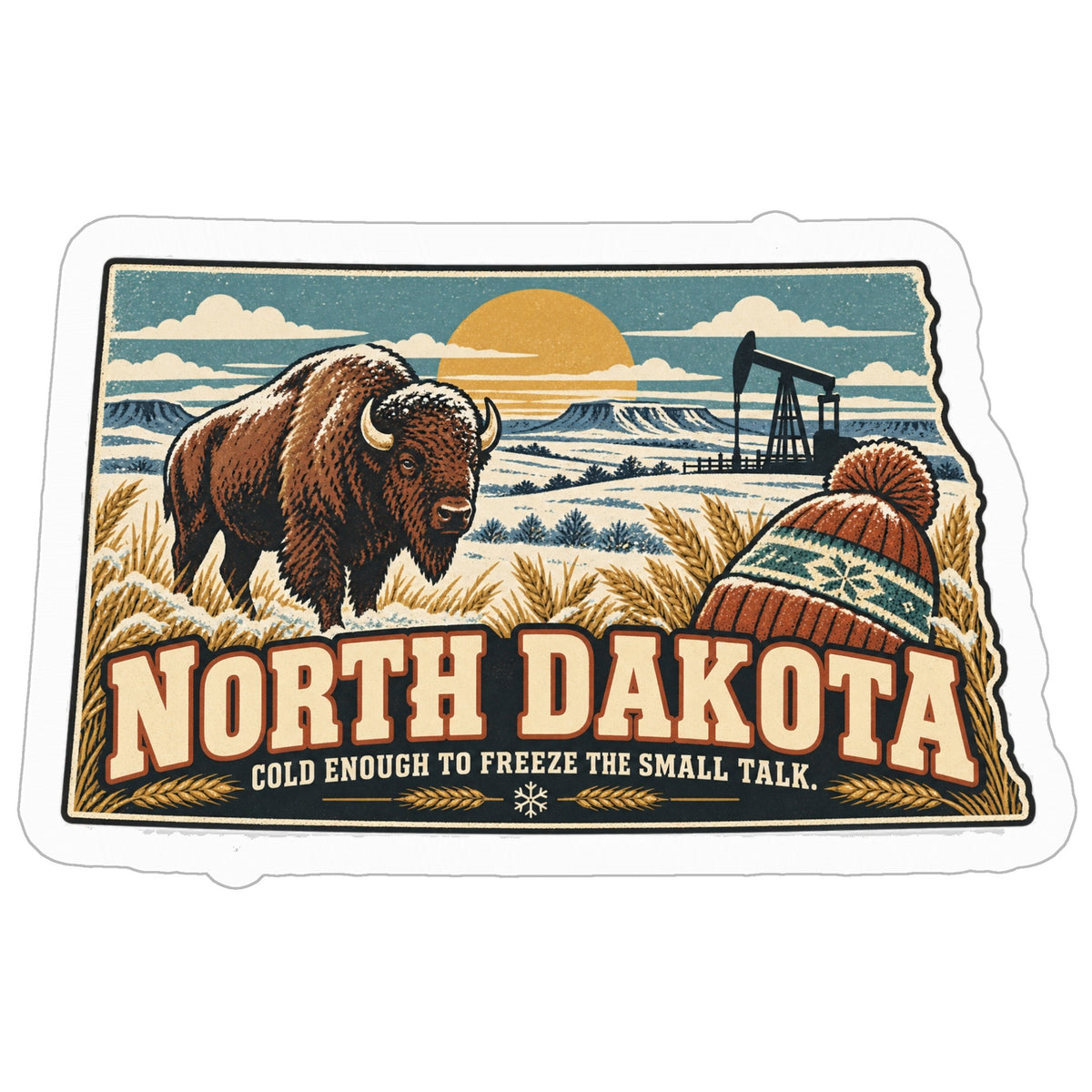 North Dakota Kiss Cut Stickers - 4" x 4"