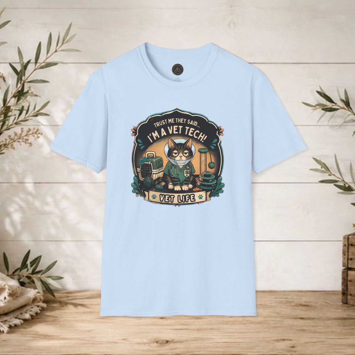 Funny Vet Tech Cat Tee: “Trust Me...I'm a Vet Tech They Said”
