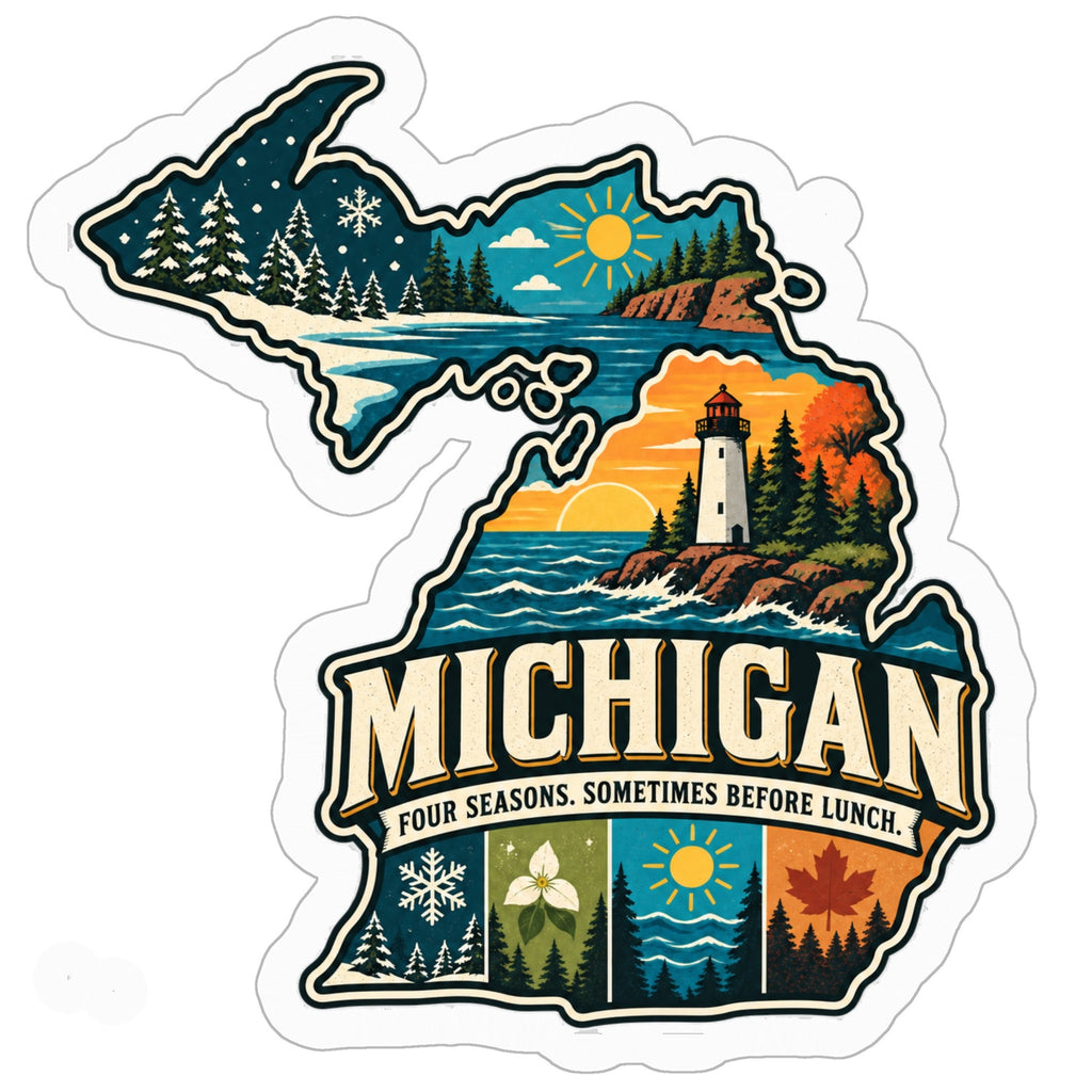 Michigan Kiss Cut Stickers - 4" x 4"
