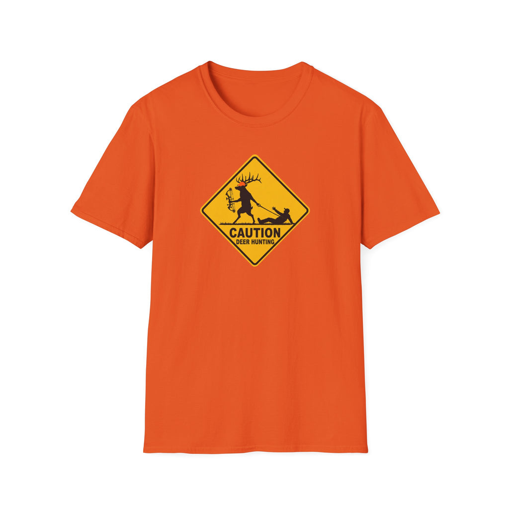 Caution Deer Hunting T-Shirt — Funny Hunter Road Sign Tee