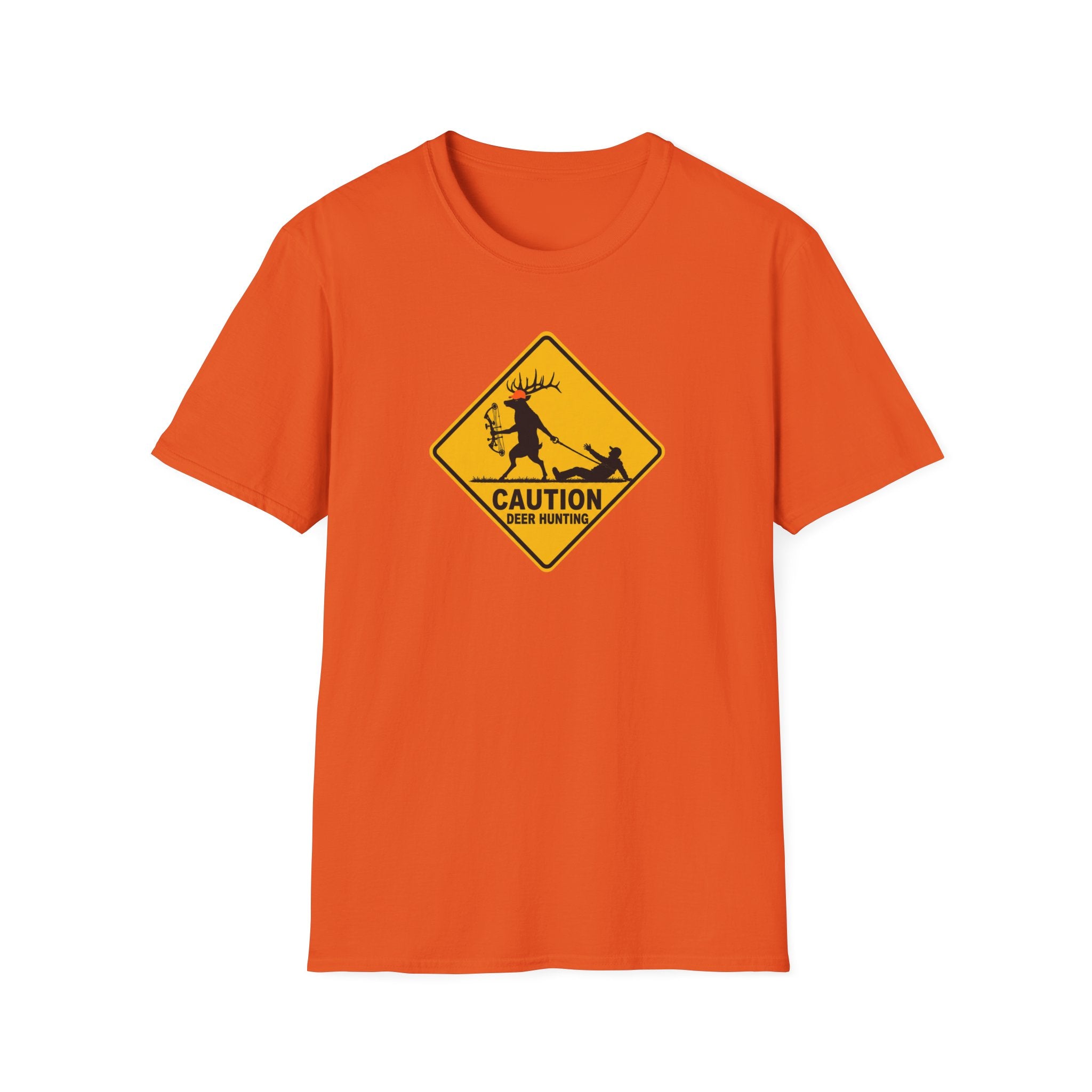 Caution Deer Hunting T-Shirt — Funny Hunter Road Sign Tee