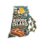 Rhode Island State Map Kiss-Cut Sticker — Vintage Scenic Landmark