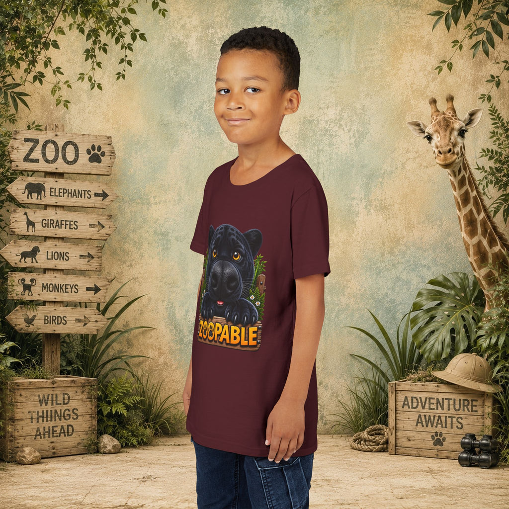 Youth Tee — Cute Black Panther "Zoopable" Kids Graphic T-Shirt