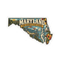Maryland State Map Kiss-Cut Sticker — Vintage Scenic Landmark