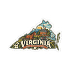 Virginia State Map Kiss-Cut Sticker — Vintage Scenic Landmark