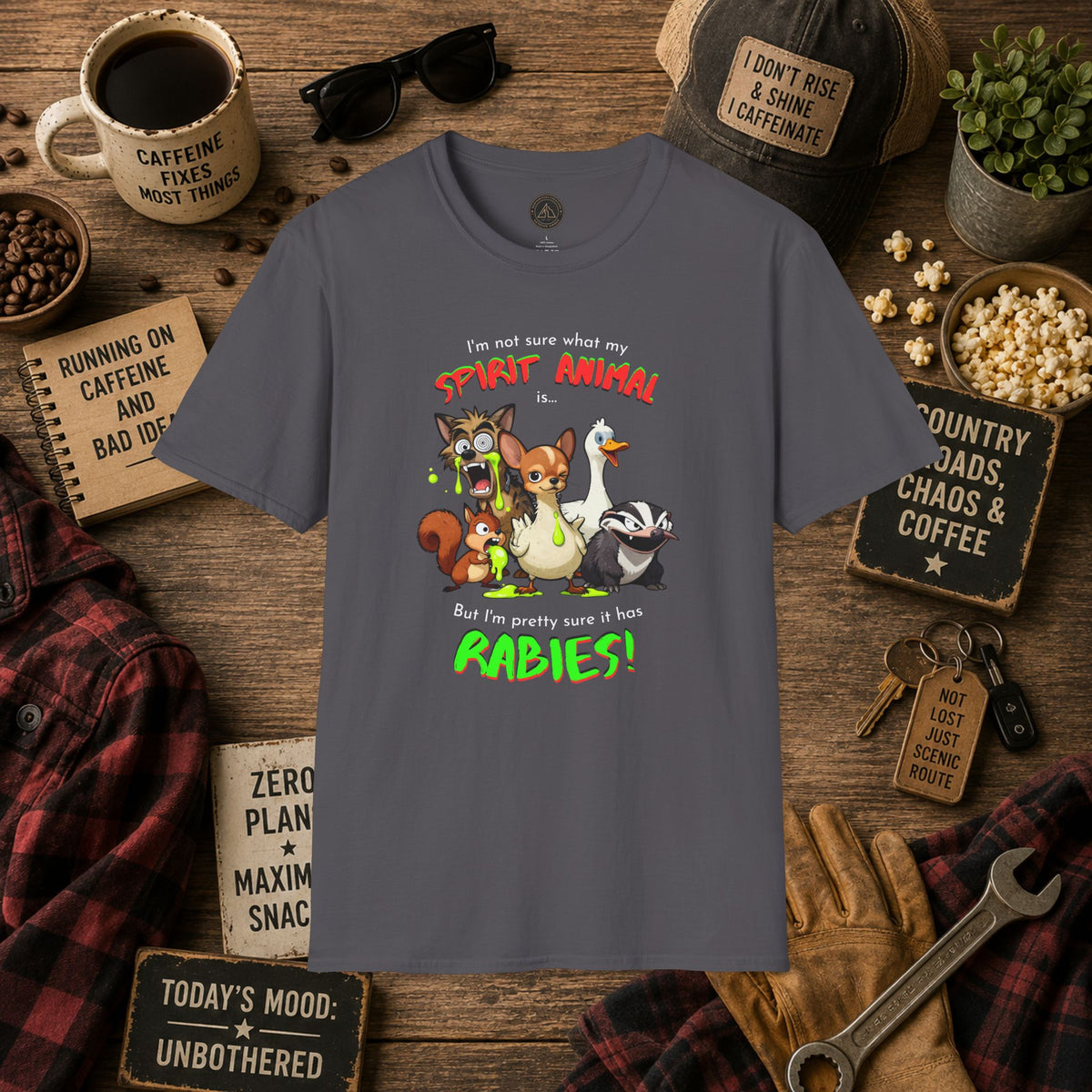 Spirit Animal - Rabies T-Shirt - Mixed Up Cartoon Wildlife Graphic Tee
