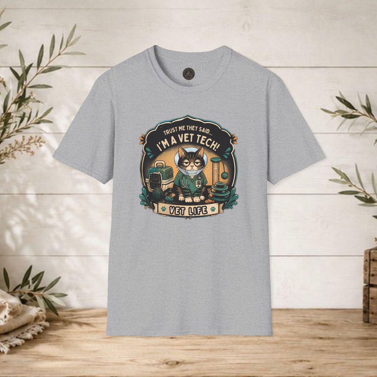 Funny Vet Tech Cat Tee: “Trust Me...I'm a Vet Tech They Said”