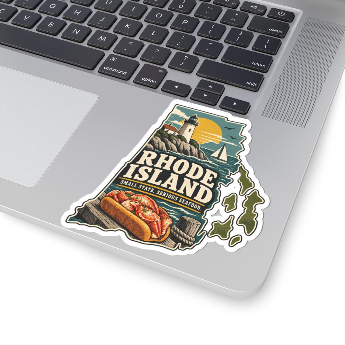 Rhode Island State Map Kiss-Cut Sticker — Vintage Scenic Landmark