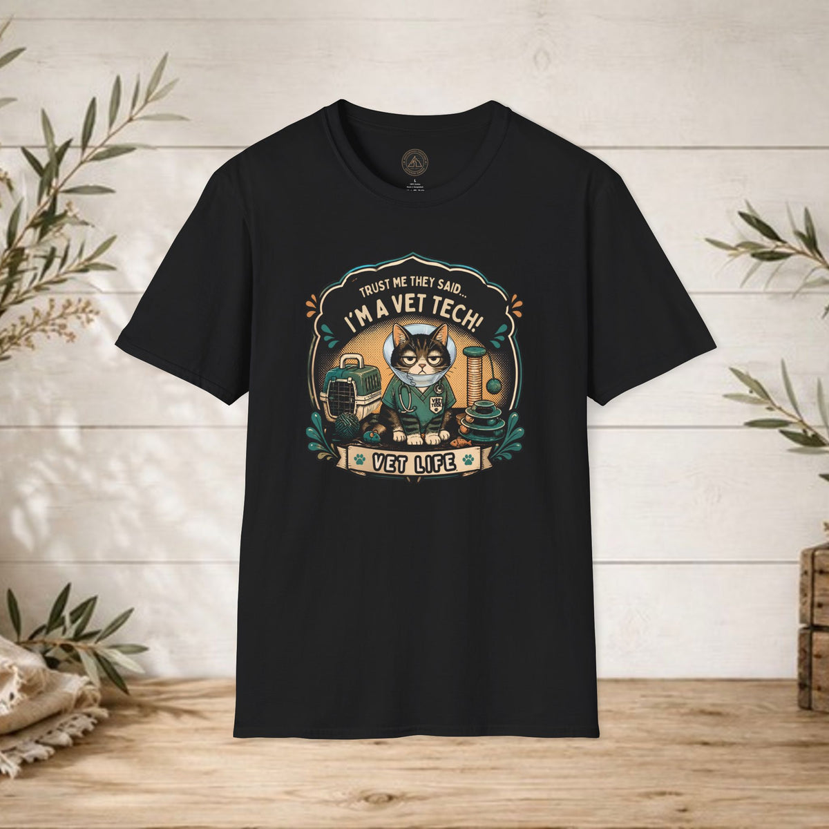 Funny Vet Tech Cat Tee: “Trust Me...I'm a Vet Tech They Said”
