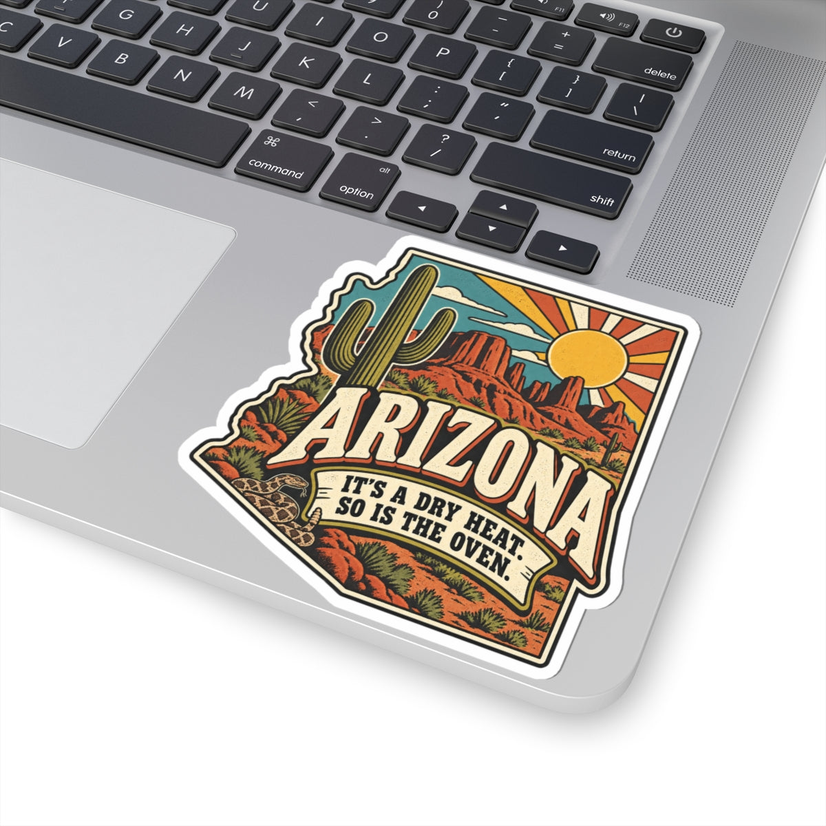 Arizona State Map Kiss-Cut Sticker — Vintage Scenic Landmark